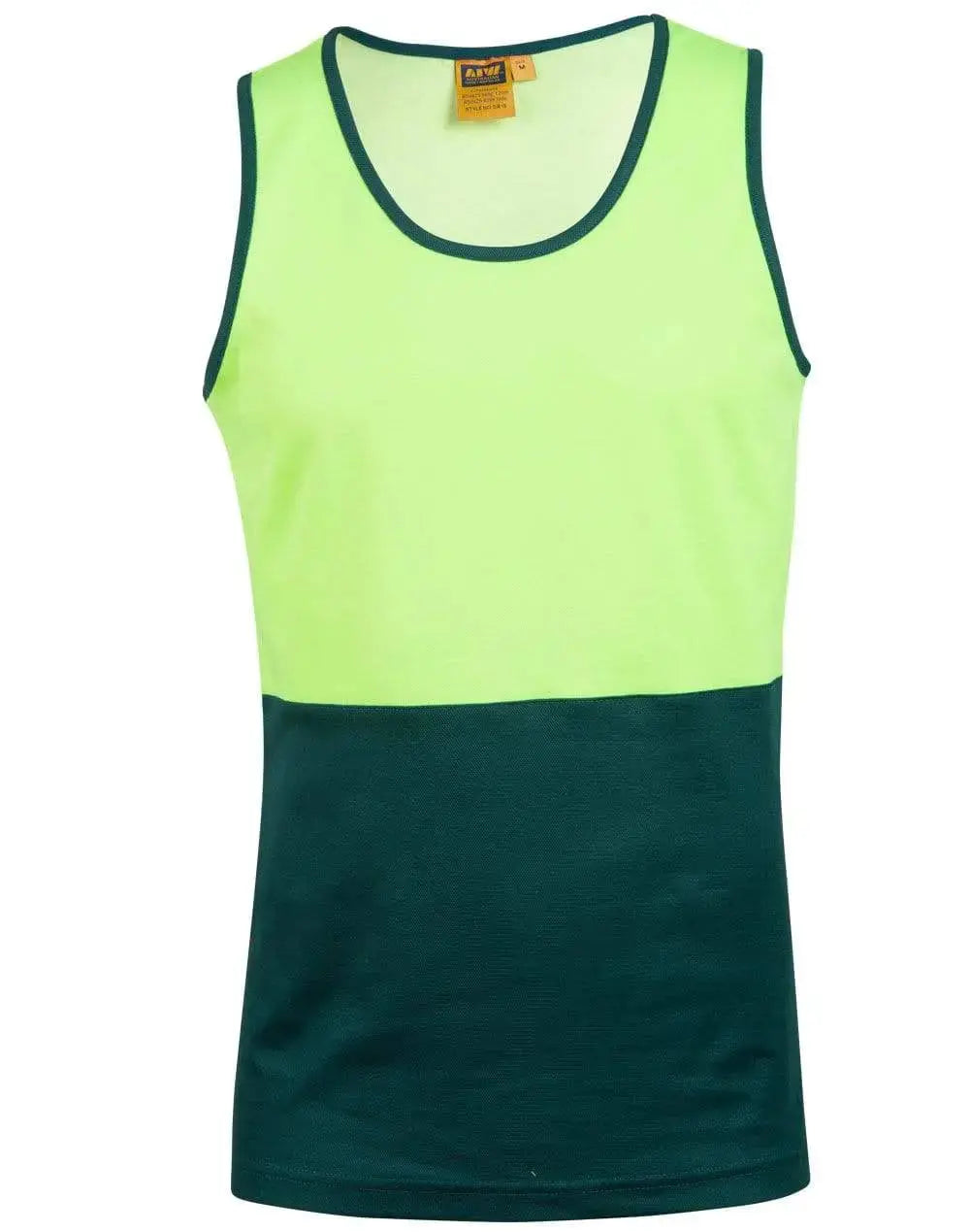 Hi-vis Safety Singlet SW15 Work Wear Australian Industrial Wear S Fluoro Yellow/Bottle